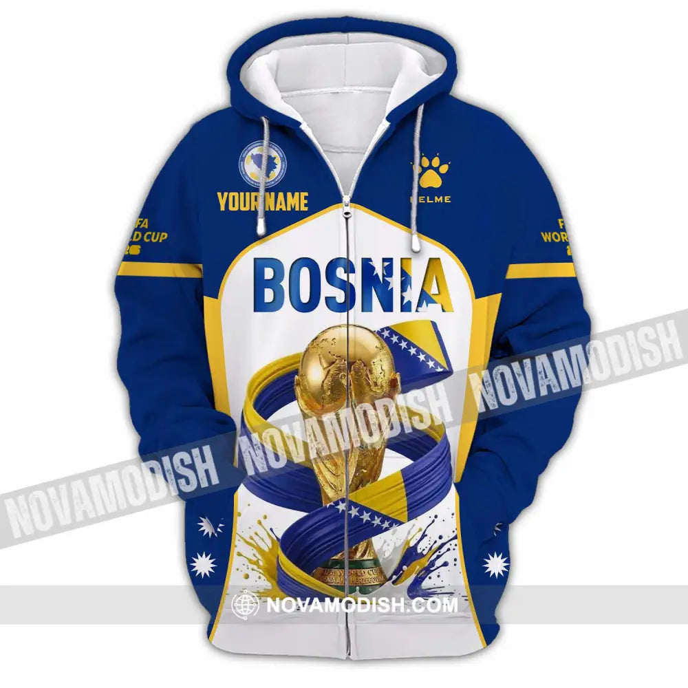 Unisex Shirt - Custom Bosnia World Cup 2026 Shirt - Zipper Hoodie / S - T-shirt