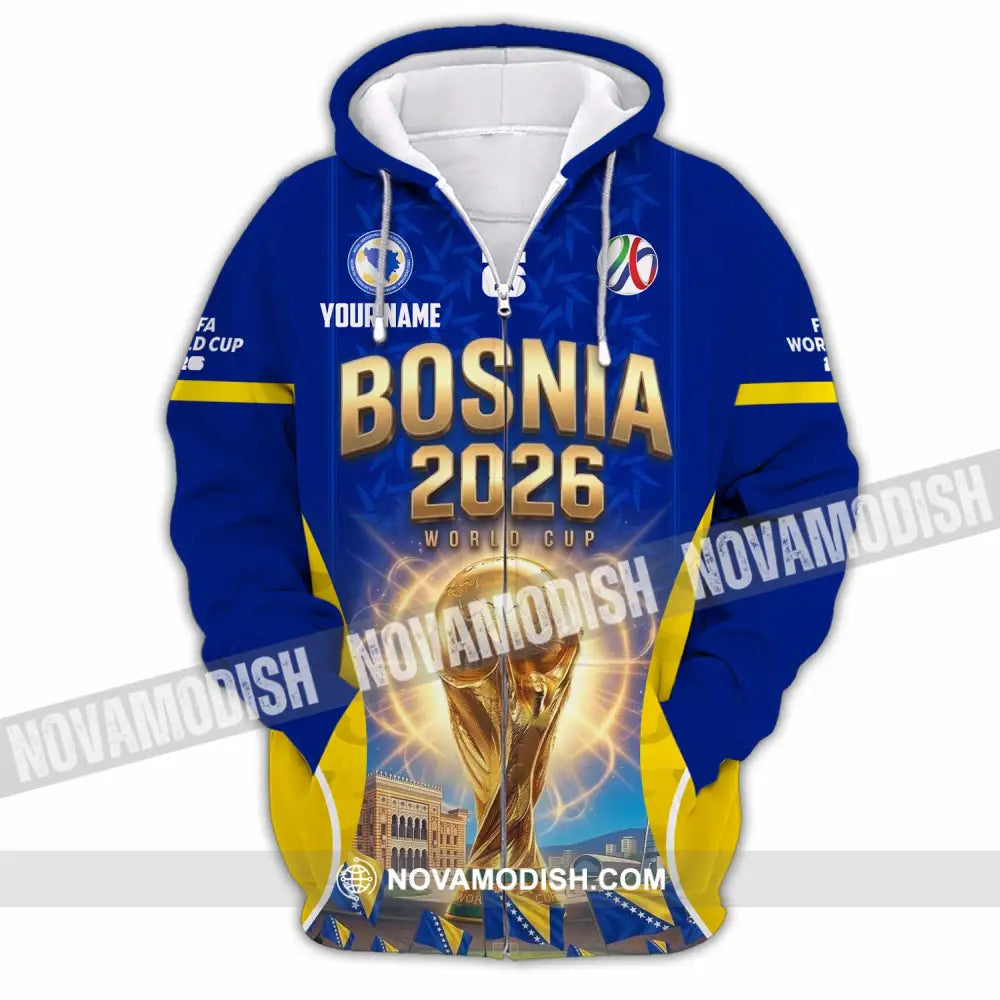 Unisex Shirt - Custom Bosnia World Cup 2026 Shirt - Zipper Hoodie / S - T-shirt