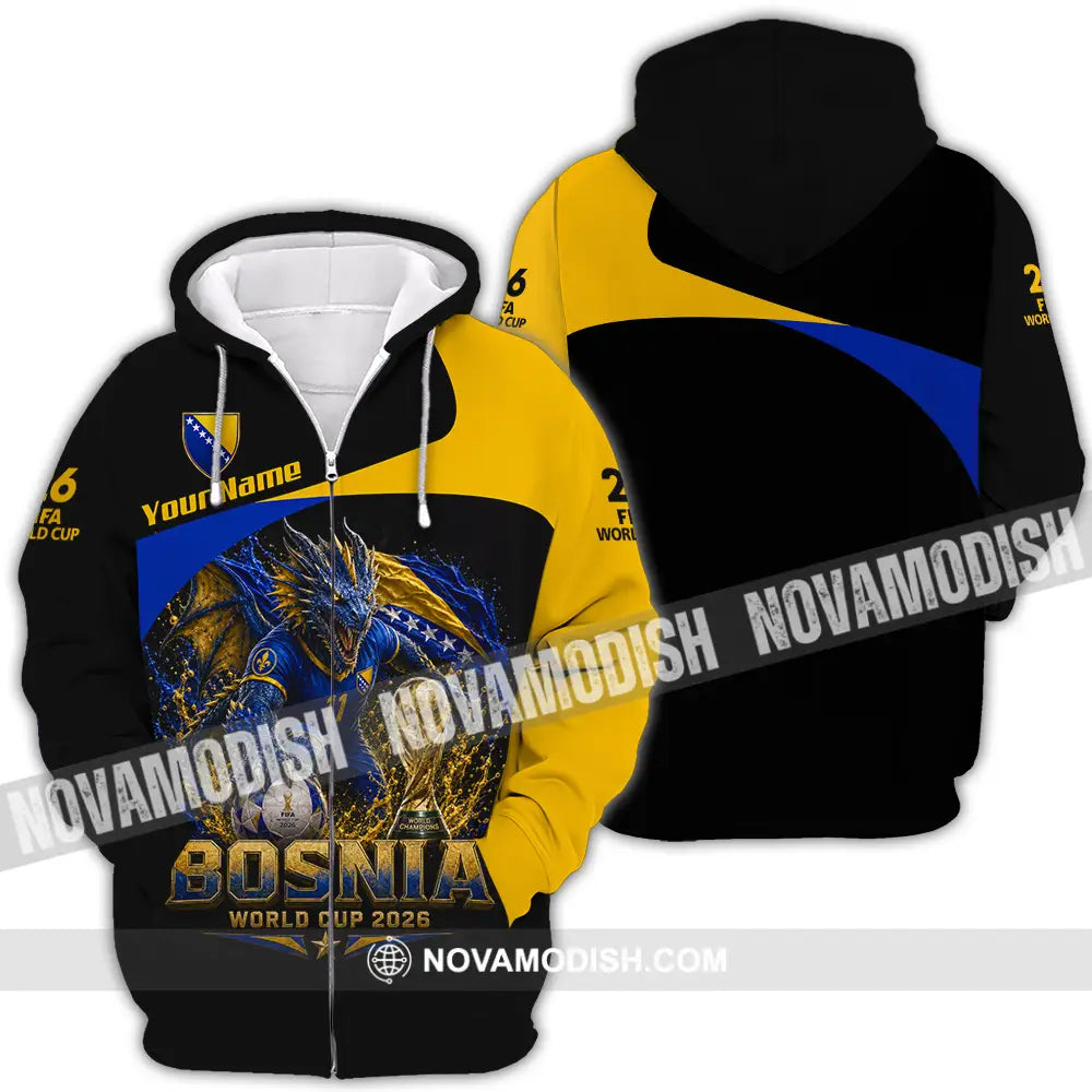 Unisex Shirt - Custom Bosnia World Cup 2026 Shirt - Zipper Hoodie / S - T-shirt