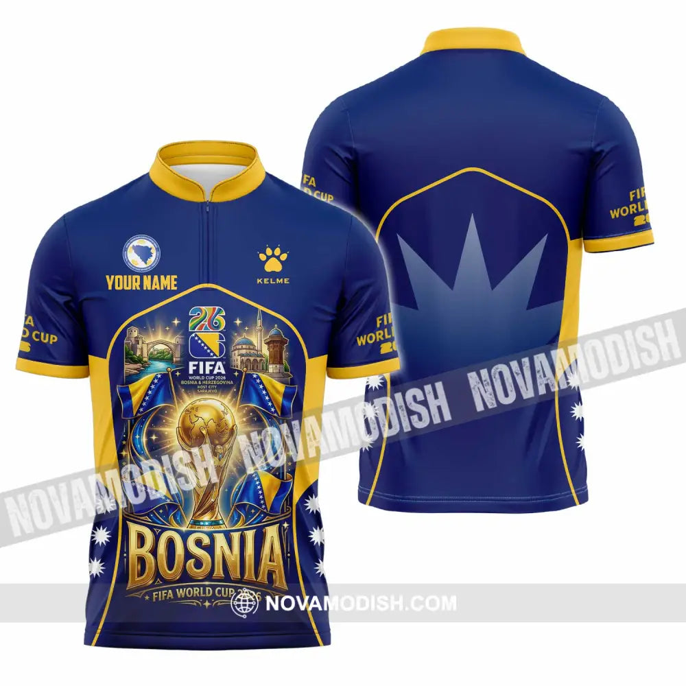 Unisex Shirt - Custom Bosnia World Cup 2026 Shirt - Zipper Polo Shirt / S - T-shirt