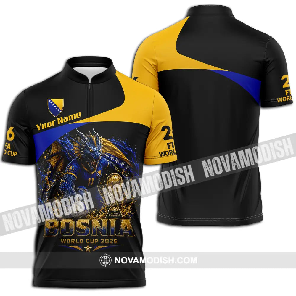 Unisex Shirt - Custom Bosnia World Cup 2026 Shirt - Zipper Polo Shirt / S - T-shirt