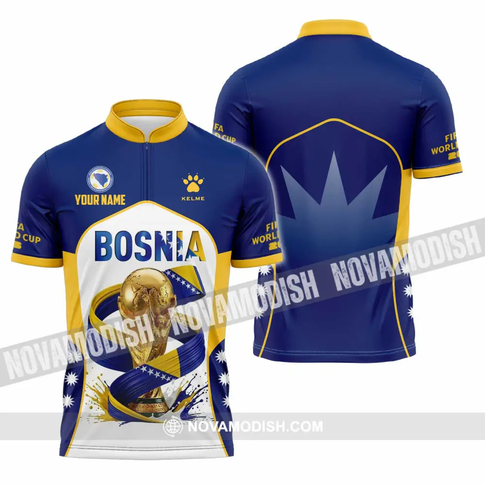 Unisex Shirt - Custom Bosnia World Cup 2026 Shirt - Zipper Polo Shirt / S - T-shirt