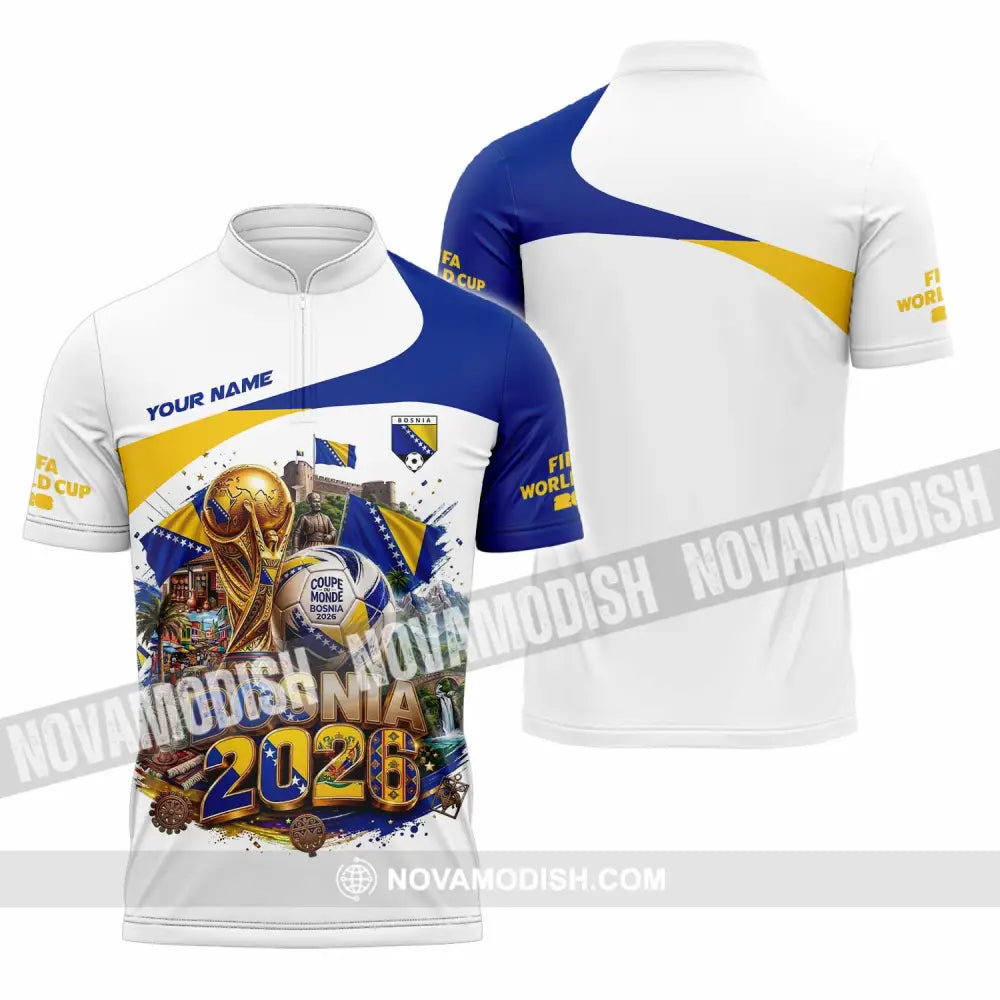 Unisex Shirt - Custom Bosnia World Cup 2026 Shirt - Zipper Polo Shirt / S - T-shirt