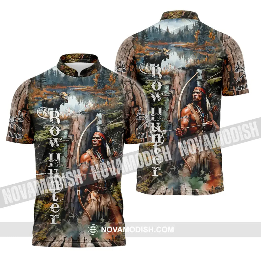 Unisex Shirt - Custom Bow Hunter Shirt Zipper Polo Shirt / S T-shirt