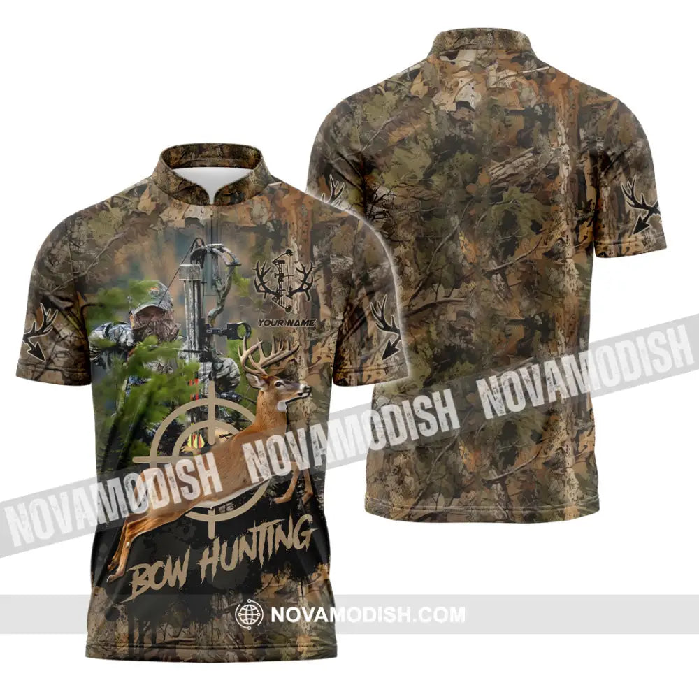 Unisex Shirt - Custom Bow Hunting Shirt Zipper Polo Shirt / S T-shirt