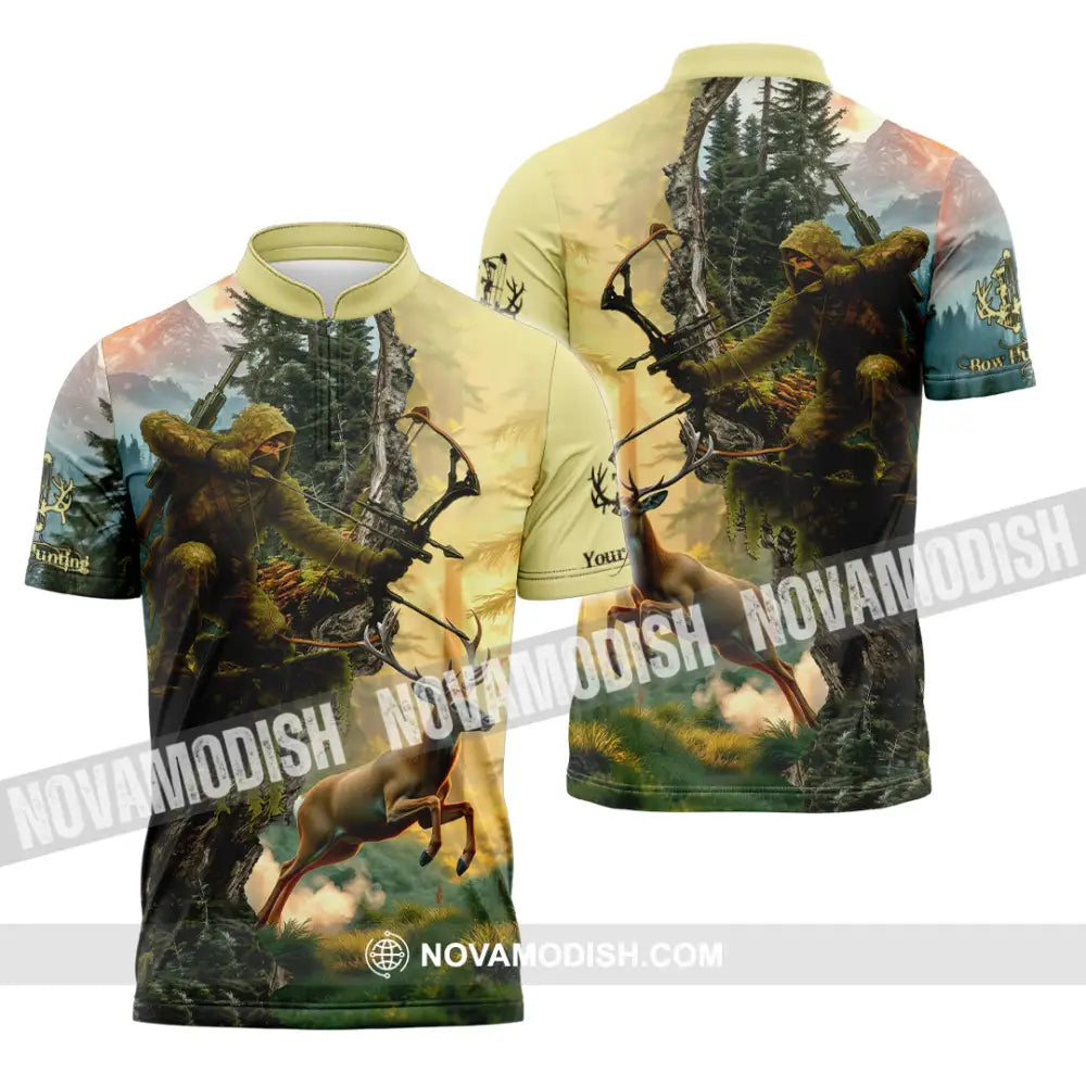 Unisex Shirt - Custom Bow Hunting Shirt Zipper Polo Shirt / S T-shirt