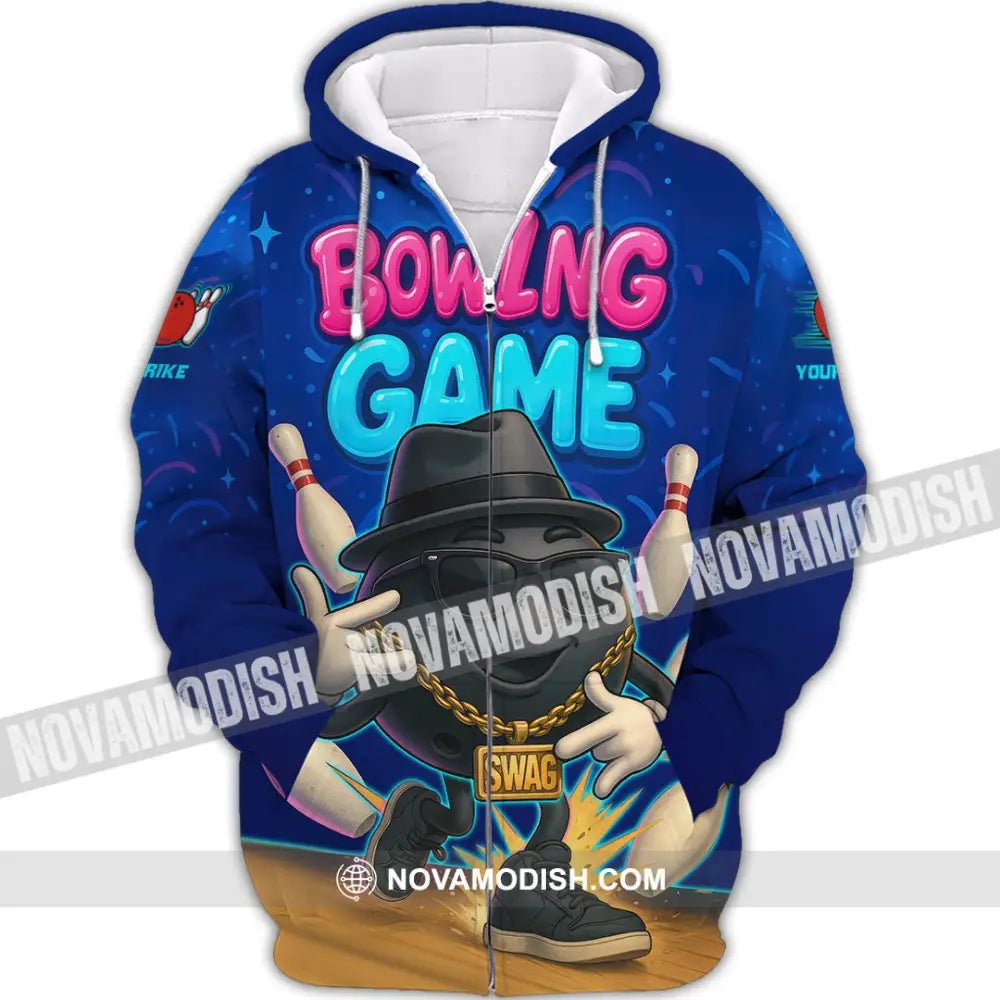 Unisex Shirt - Custom Bowling Game Swag Shirt Zipper Hoodie / S T-shirt
