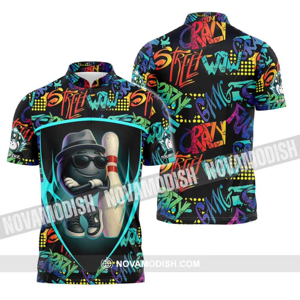 Unisex Shirt - Custom Bowling Gang Shirt Zipper Polo Shirt / S T-shirt