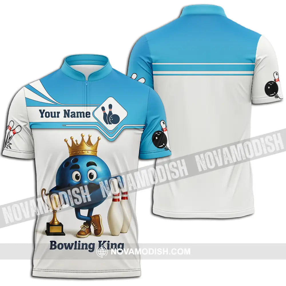 Unisex Shirt - Custom Bowling King Shirt Zipper Polo Shirt / S T-shirt