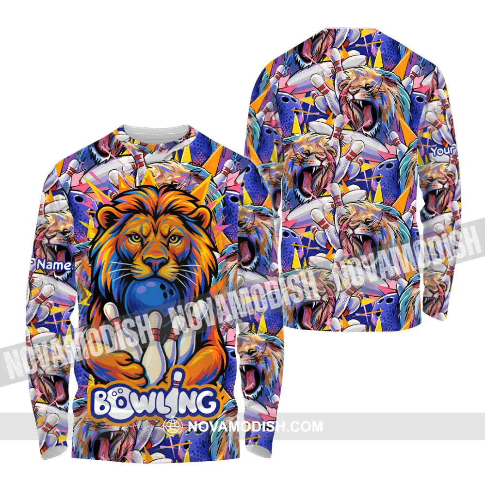 Unisex Shirt - Custom Bowling Lion Shirt Long Sleeve Shirt / S T-shirt
