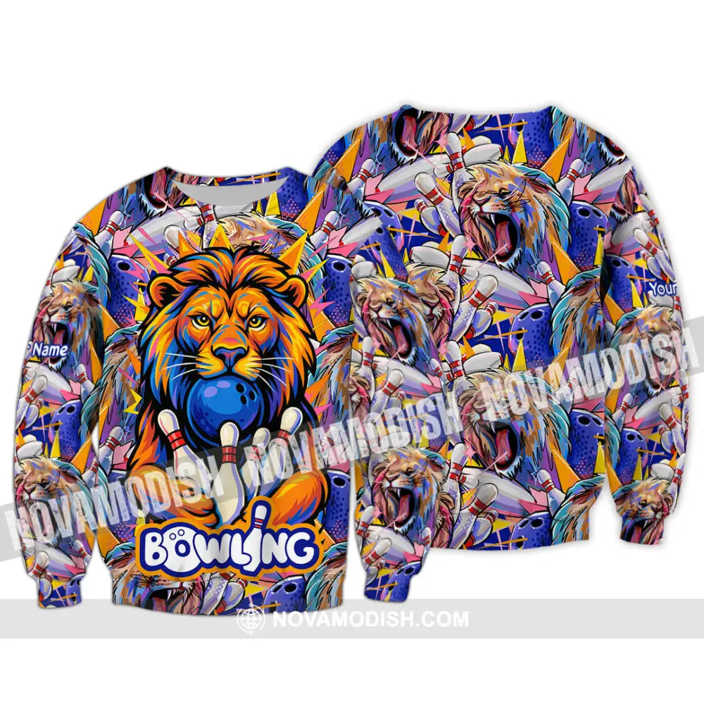 Unisex Shirt - Custom Bowling Lion Shirt Long Sleeve / S T-shirt