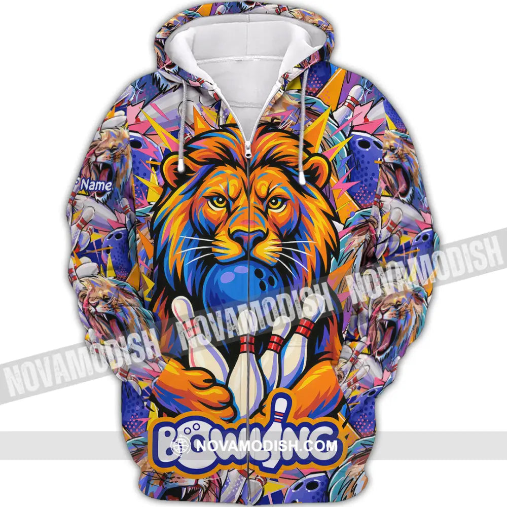 Unisex Shirt - Custom Bowling Lion Shirt Zipper Hoodie / S T-shirt