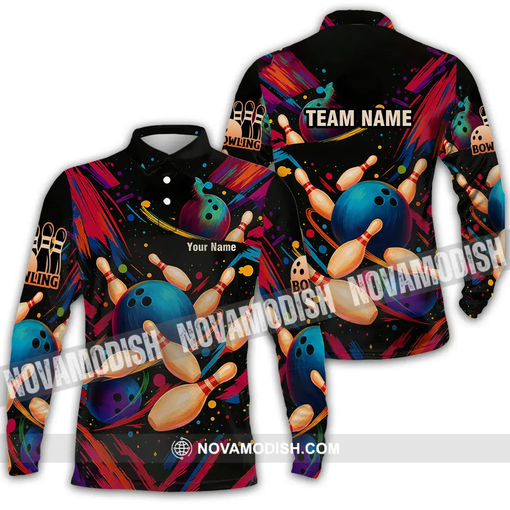 Unisex Shirt - Custom Bowling Shirt Long Sleeve Polo / S T-shirt