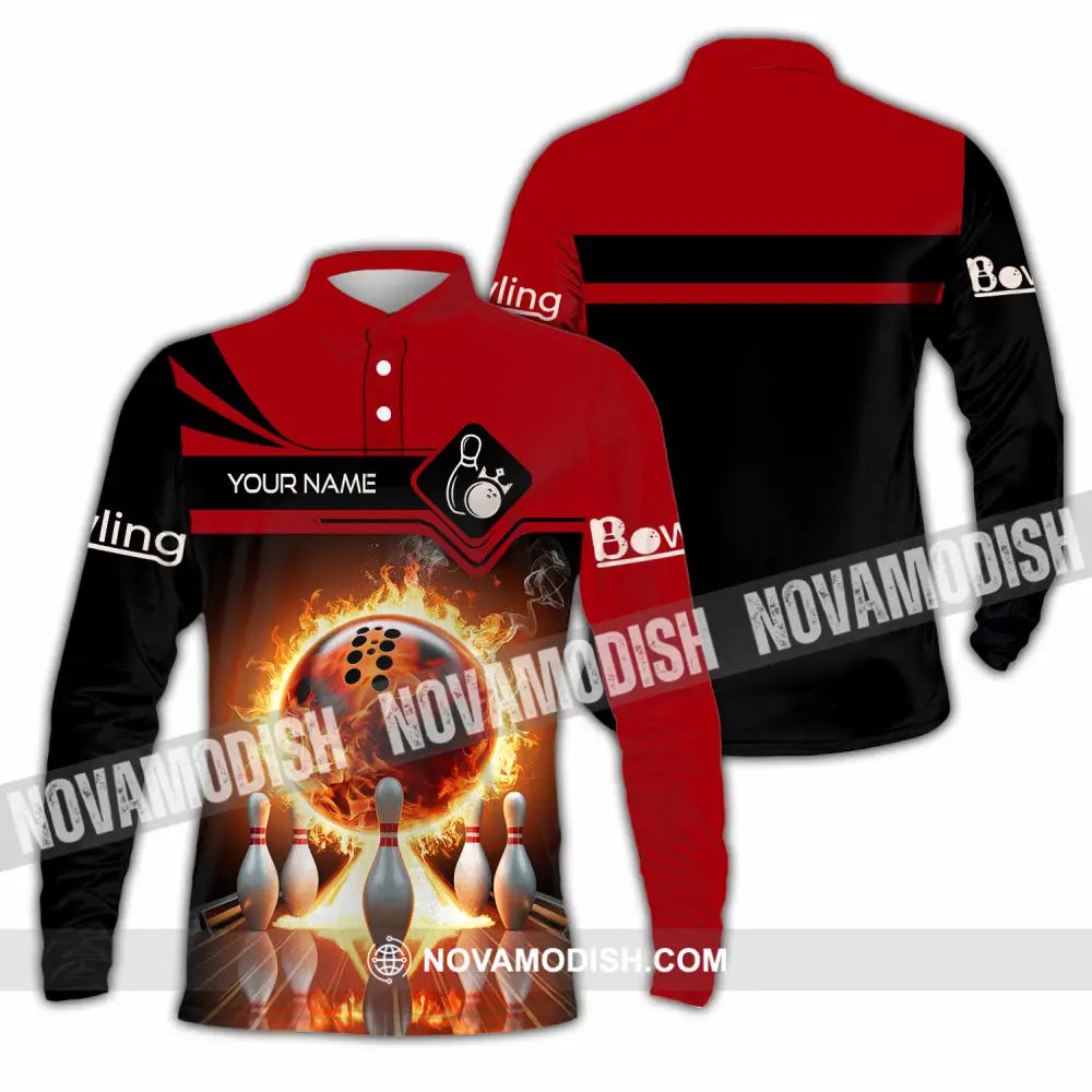 Unisex Shirt - Custom Bowling Player Shirt Long Sleeve Polo / S T-shirt