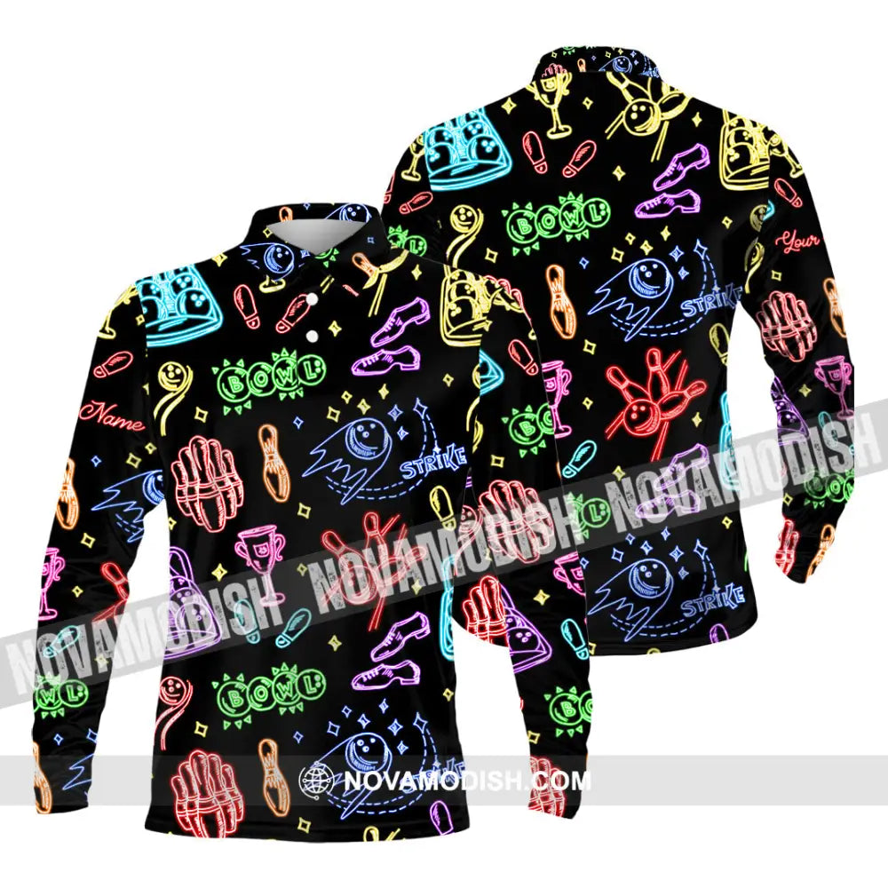 Unisex Shirt - Custom Bowling Strike Shirt Long Sleeve Polo / S T-shirt