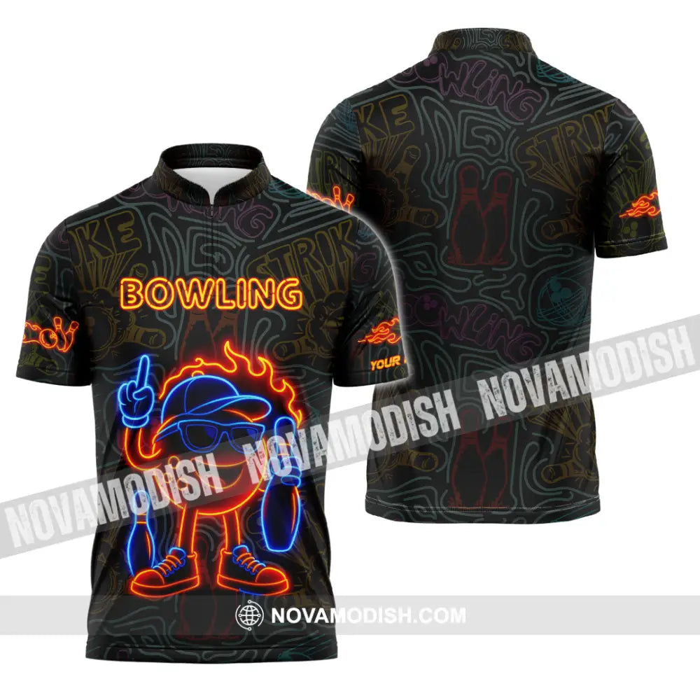 Unisex Shirt - Custom Bowling Shirt Zipper Polo Shirt / S T-shirt