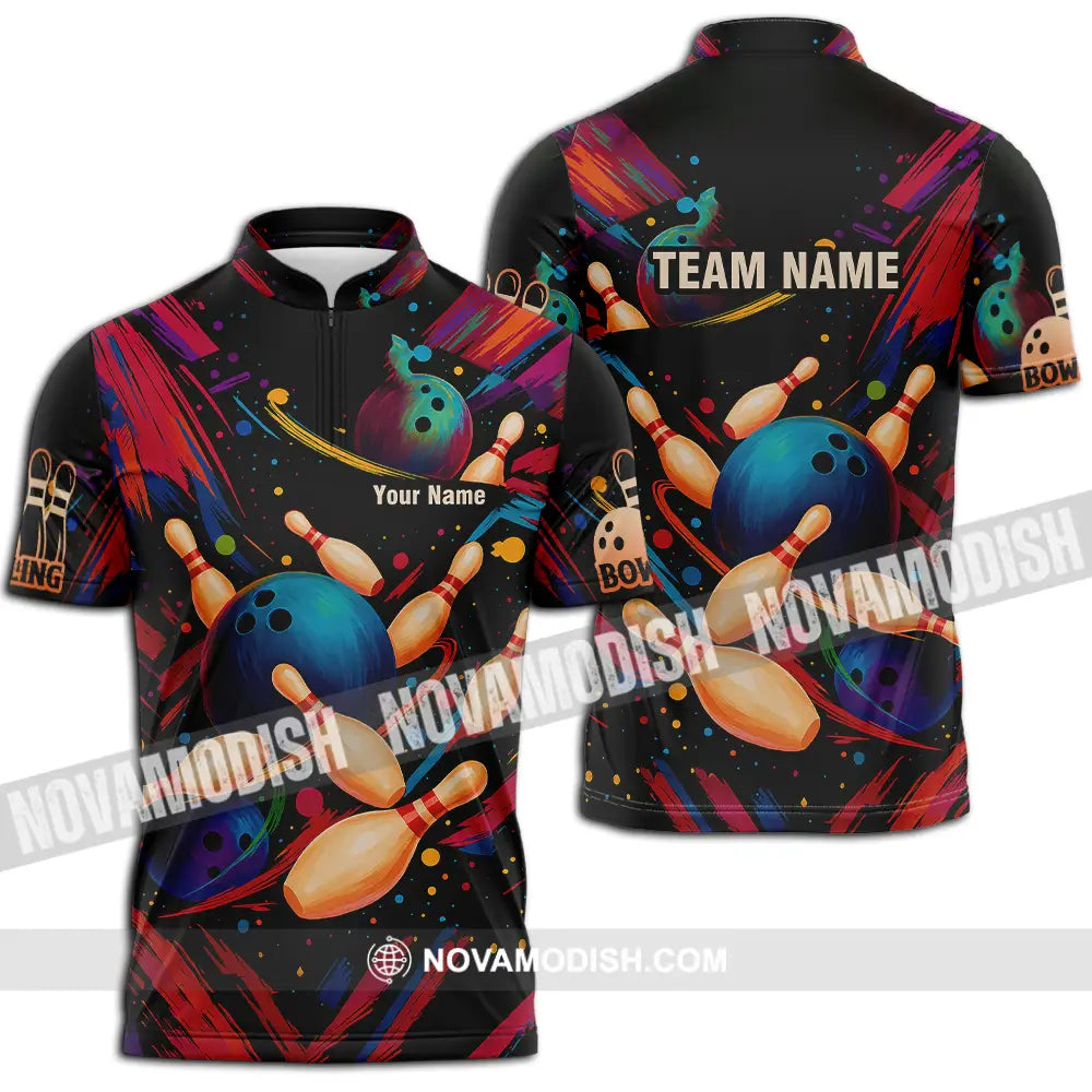 Unisex Shirt - Custom Bowling Shirt Zipper Polo Shirt / S T-shirt