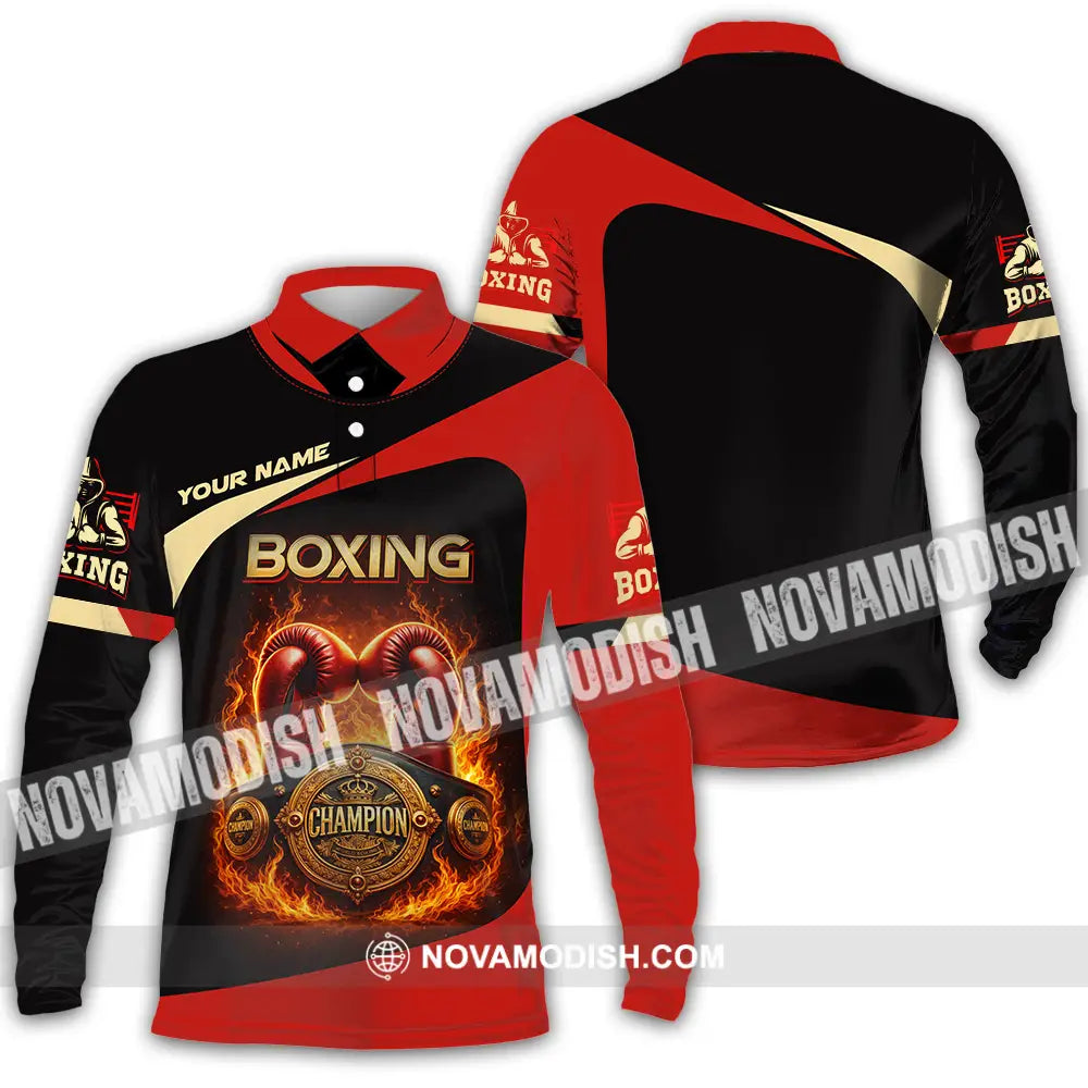 Unisex Shirt - Custom Boxing 3D Shirt Long Sleeve Polo / S T-shirt