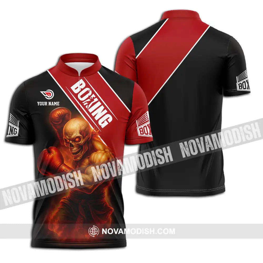 Unisex Shirt - Custom Boxing 3D Shirt Zipper Polo Shirt / S T-shirt