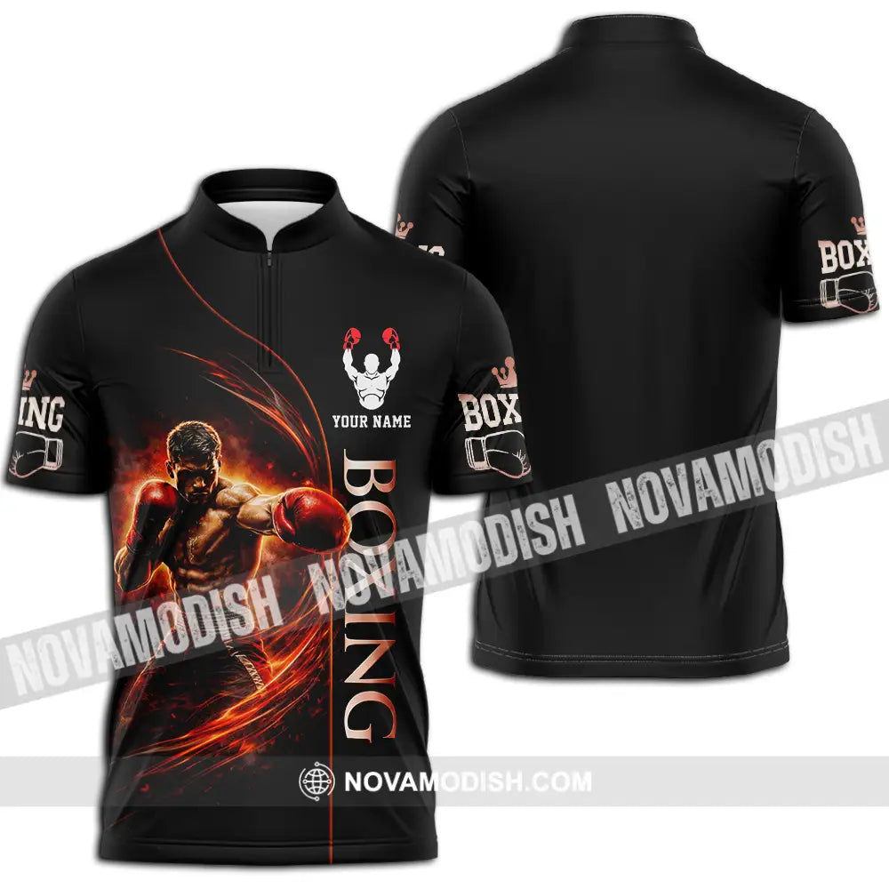 Unisex Shirt - Custom Boxing 3D Shirt - Zipper Polo Shirt / S - T-shirt