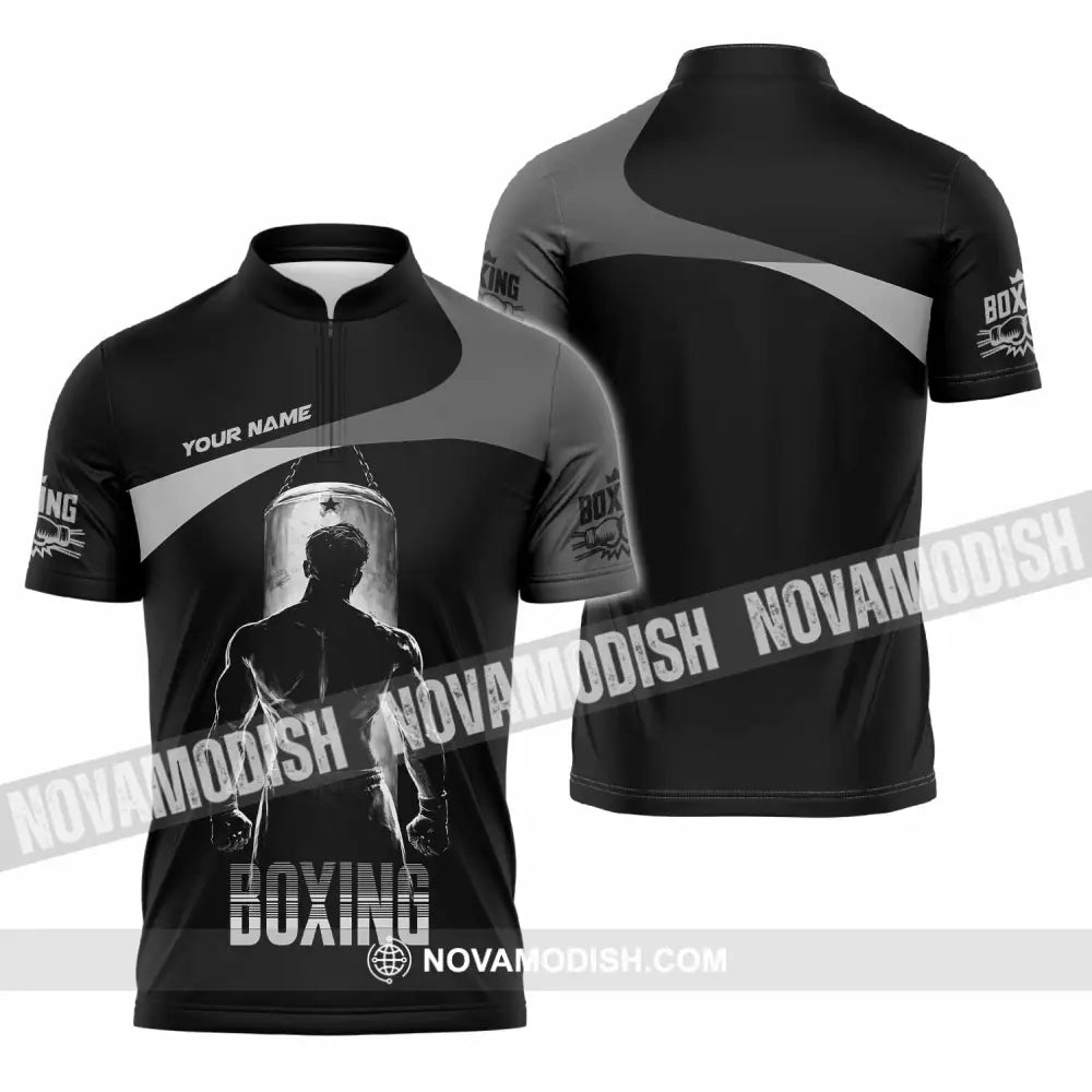 Unisex Shirt - Custom Boxing 3D Shirt - Zipper Polo Shirt / S - T-shirt