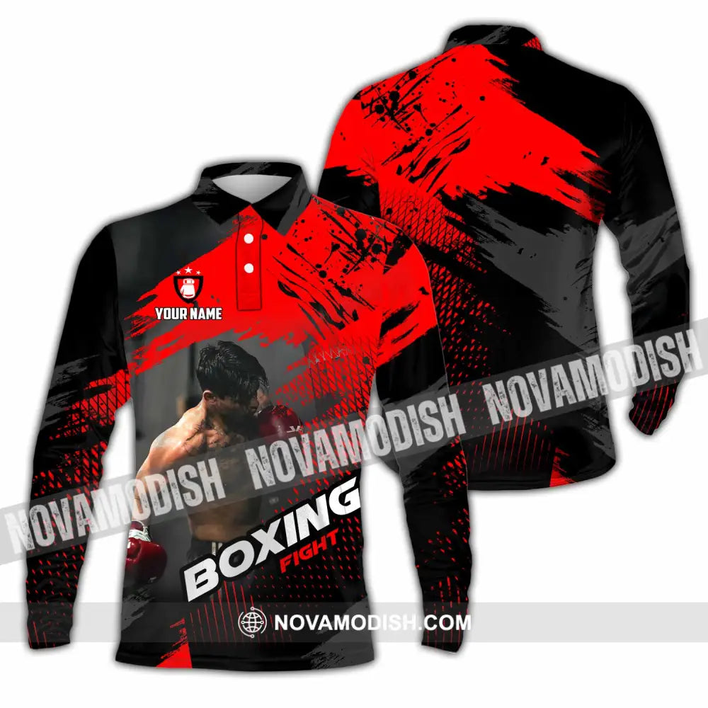 Unisex Shirt - Custom Boxing Fight 3D Shirt - Long Sleeve Polo / S - T-shirt