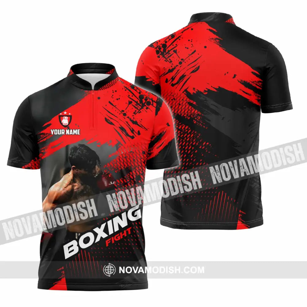 Unisex Shirt - Custom Boxing Fight 3D Shirt - Zipper Polo Shirt / S - T-shirt