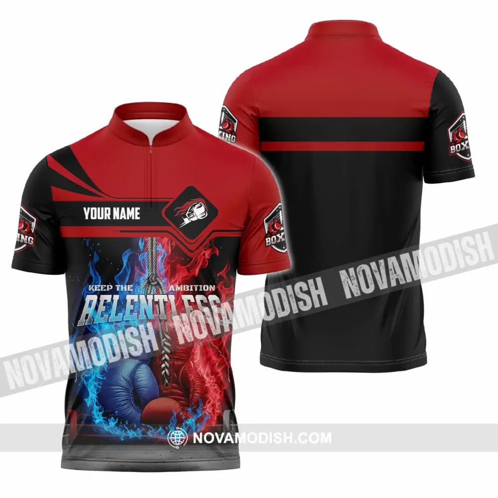 Unisex Shirt - Custom Boxing Keep The Ambition Release 3D Shirt Zipper Polo Shirt / S T-shirt