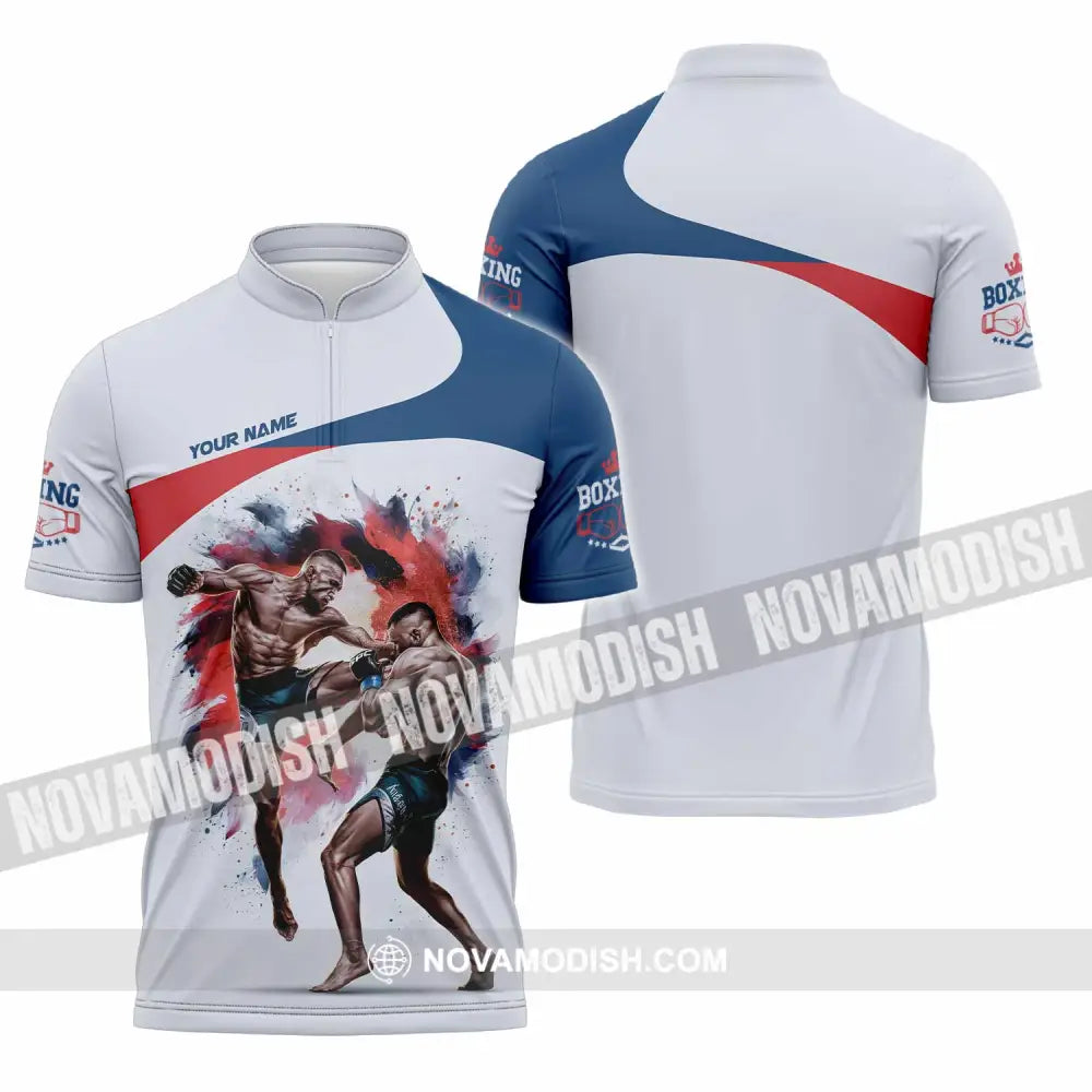 Unisex Shirt - Custom Boxing Lover Shirt Zipper Polo Shirt / S T-shirt