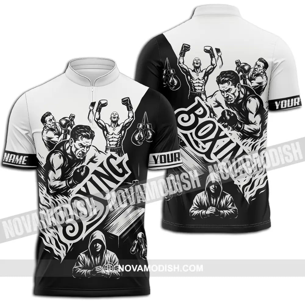 Unisex Shirt - Custom Boxing Men Shirt Zipper Polo Shirt / S T-shirt