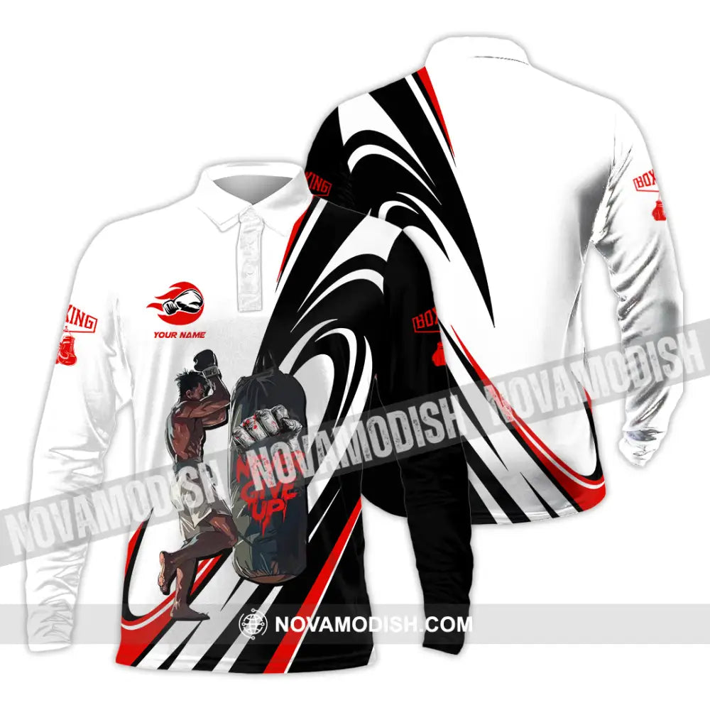 Unisex Shirt - Custom Boxing Never Give Up Shirt Long Sleeve Polo / S T-shirt