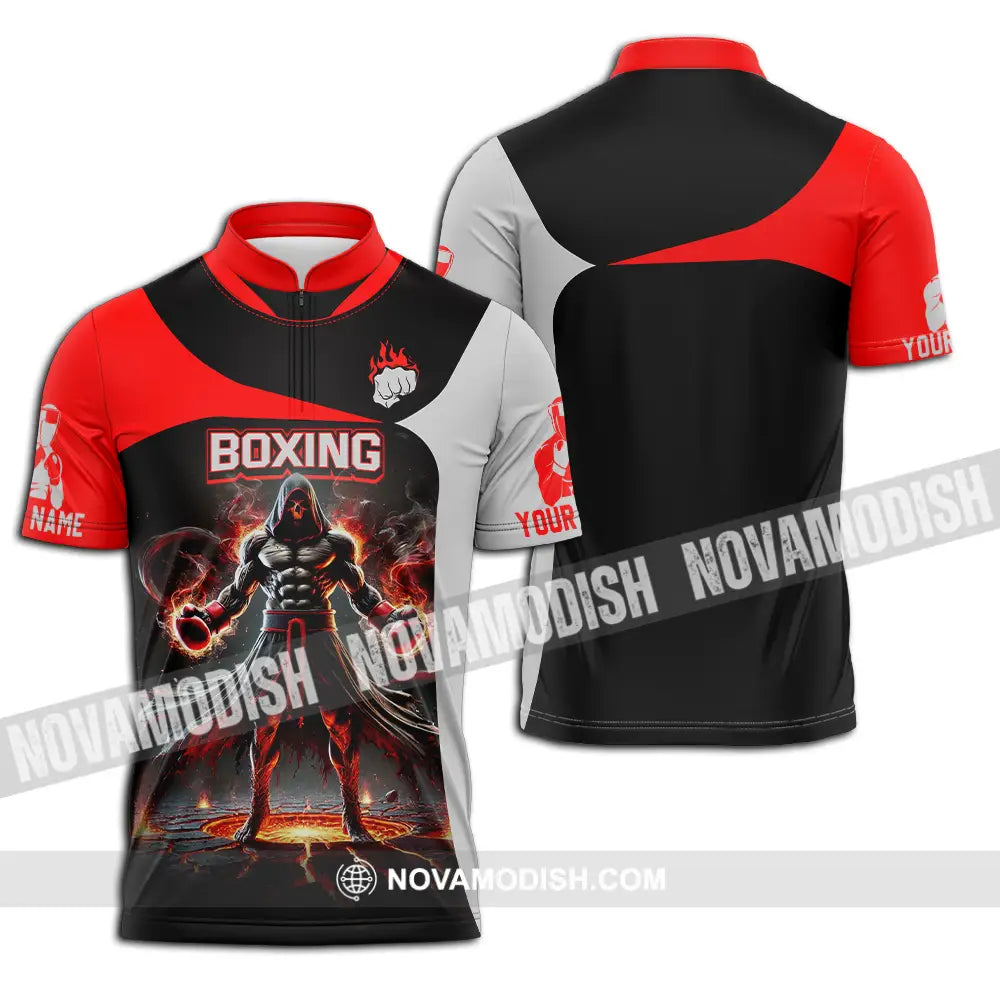Unisex Shirt - Custom Boxing Player Shirt Zipper Polo Shirt / S T-shirt