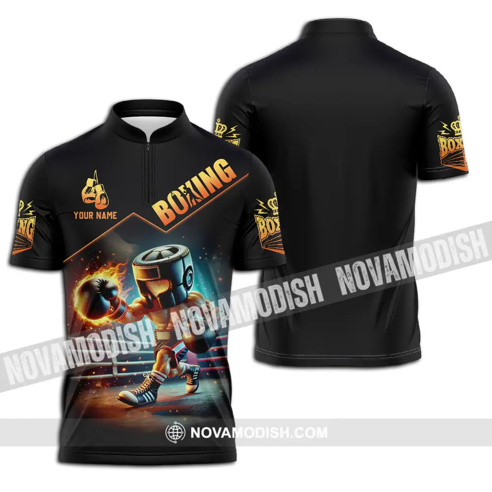 Unisex Shirt - Custom Boxing Player Shirt Zipper Polo Shirt / S T-shirt