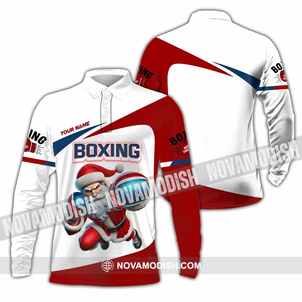 Unisex Shirt - Custom Boxing Santa Shirt Long Sleeve Polo / S T-shirt