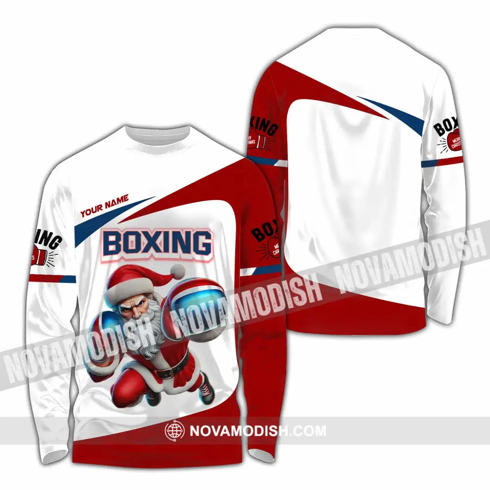 Unisex Shirt - Custom Boxing Santa Shirt Long Sleeve Shirt / S T-shirt
