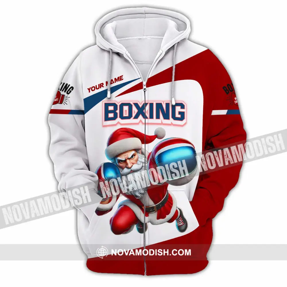 Unisex Shirt - Custom Boxing Santa Shirt Zipper Hoodie / S T-shirt