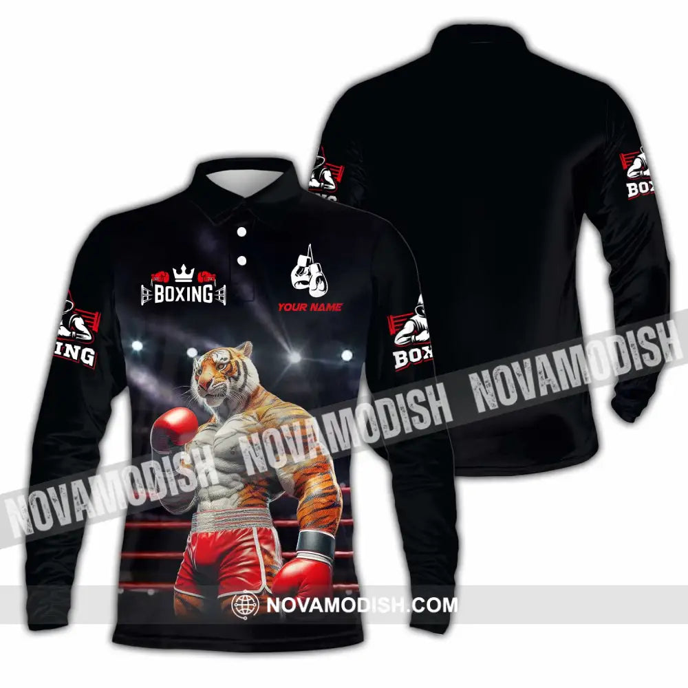 Unisex Shirt - Custom Boxing Tiger Shirt Long Sleeve Polo / S T-shirt