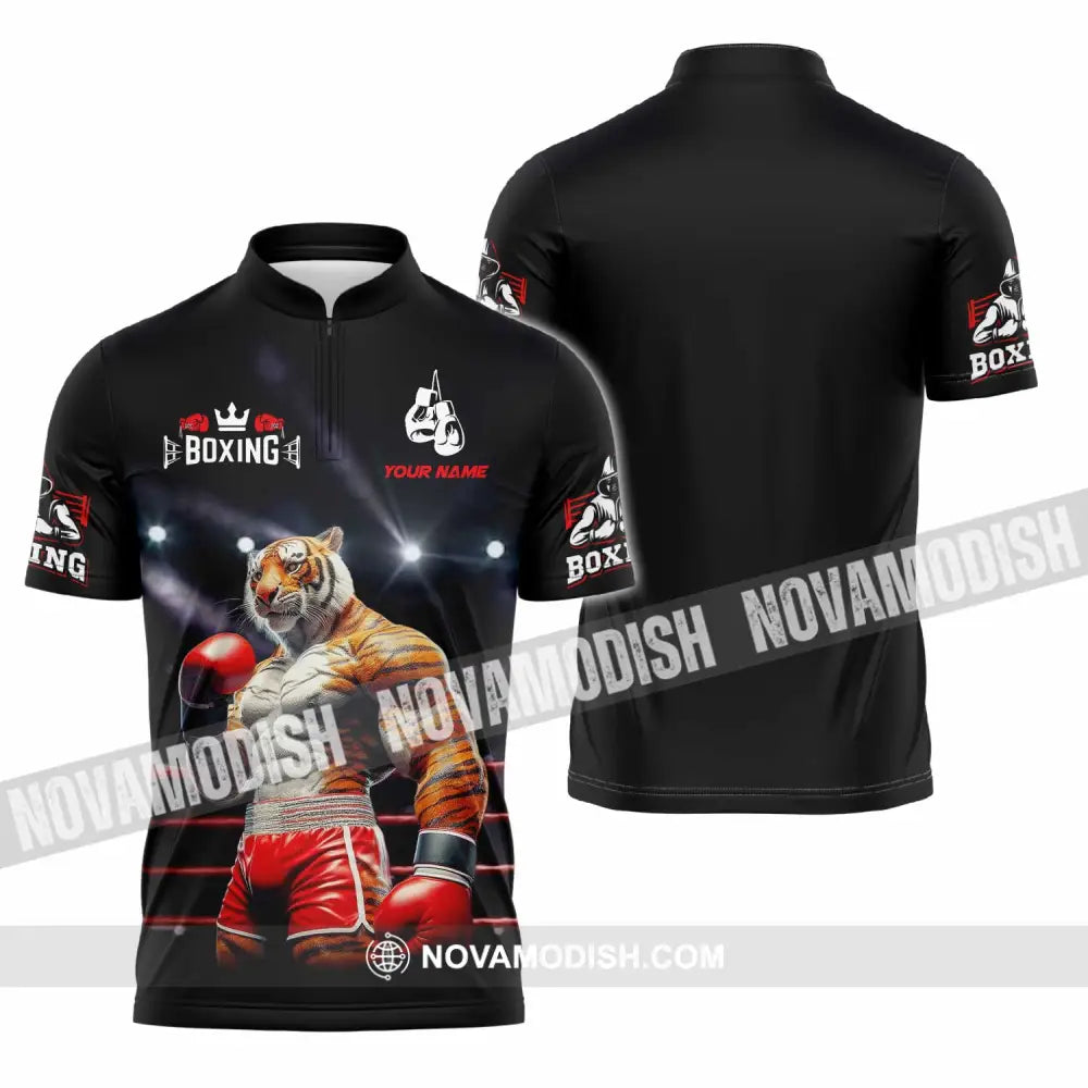 Unisex Shirt - Custom Boxing Tiger Shirt Zipper Polo Shirt / S T-shirt