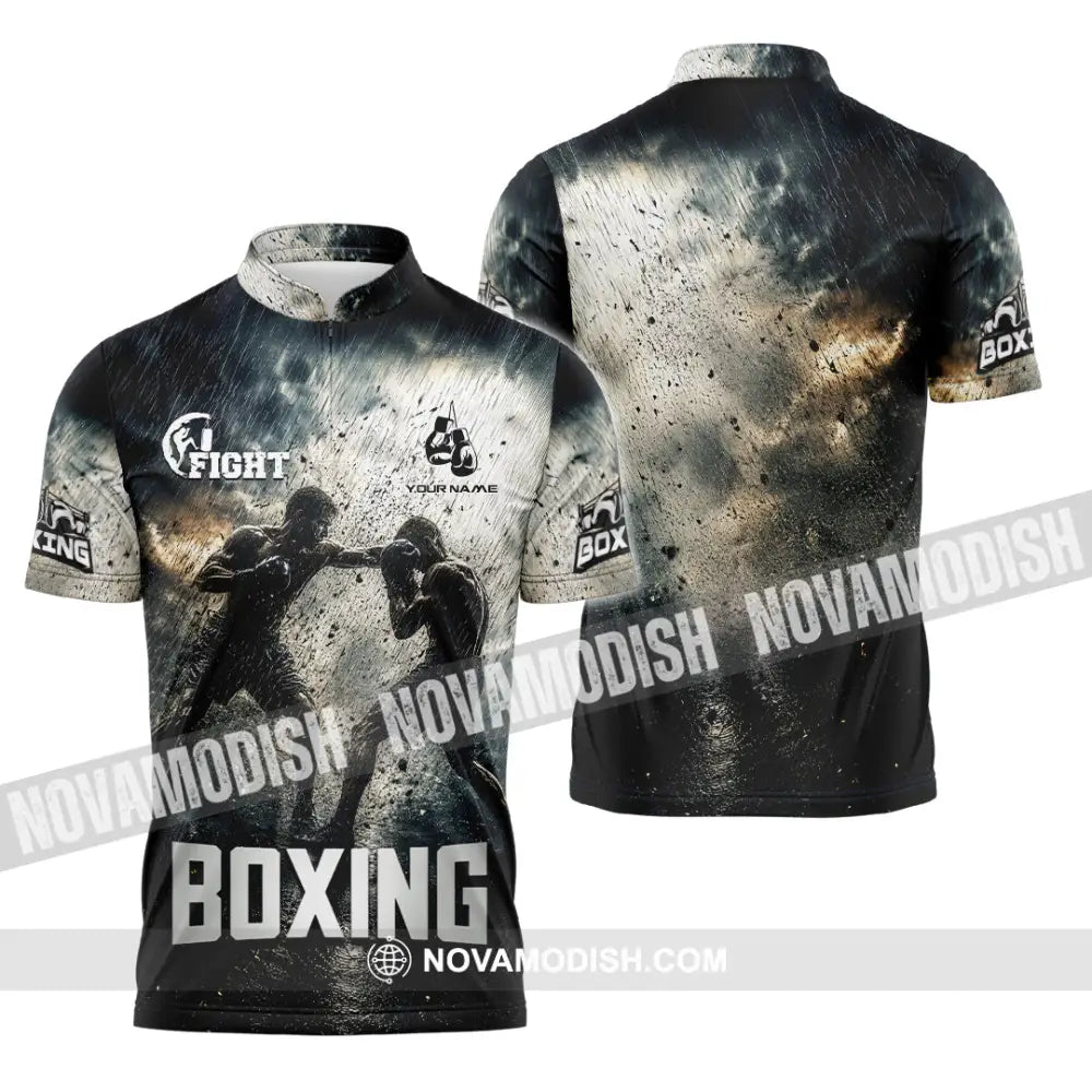 Unisex Shirt - Custom Boxing Shirt - Zipper Polo Shirt / S - T-shirt