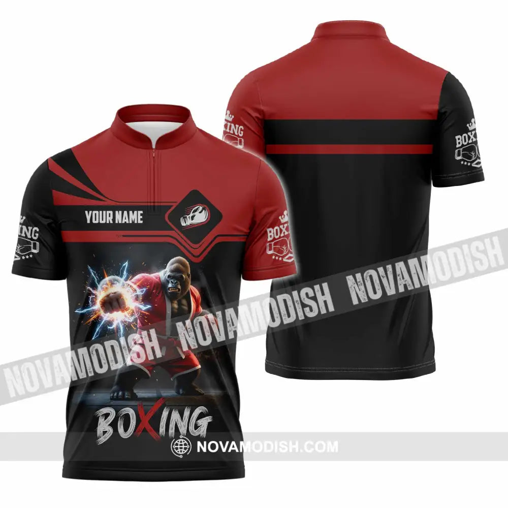 Unisex Shirt - Custom Boxing Shirt Zipper Polo Shirt / S T-shirt