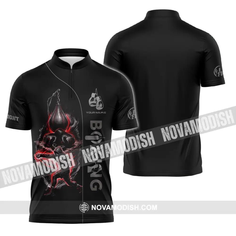Unisex Shirt - Custom Boxing Shirt - Zipper Polo Shirt / S - T-shirt