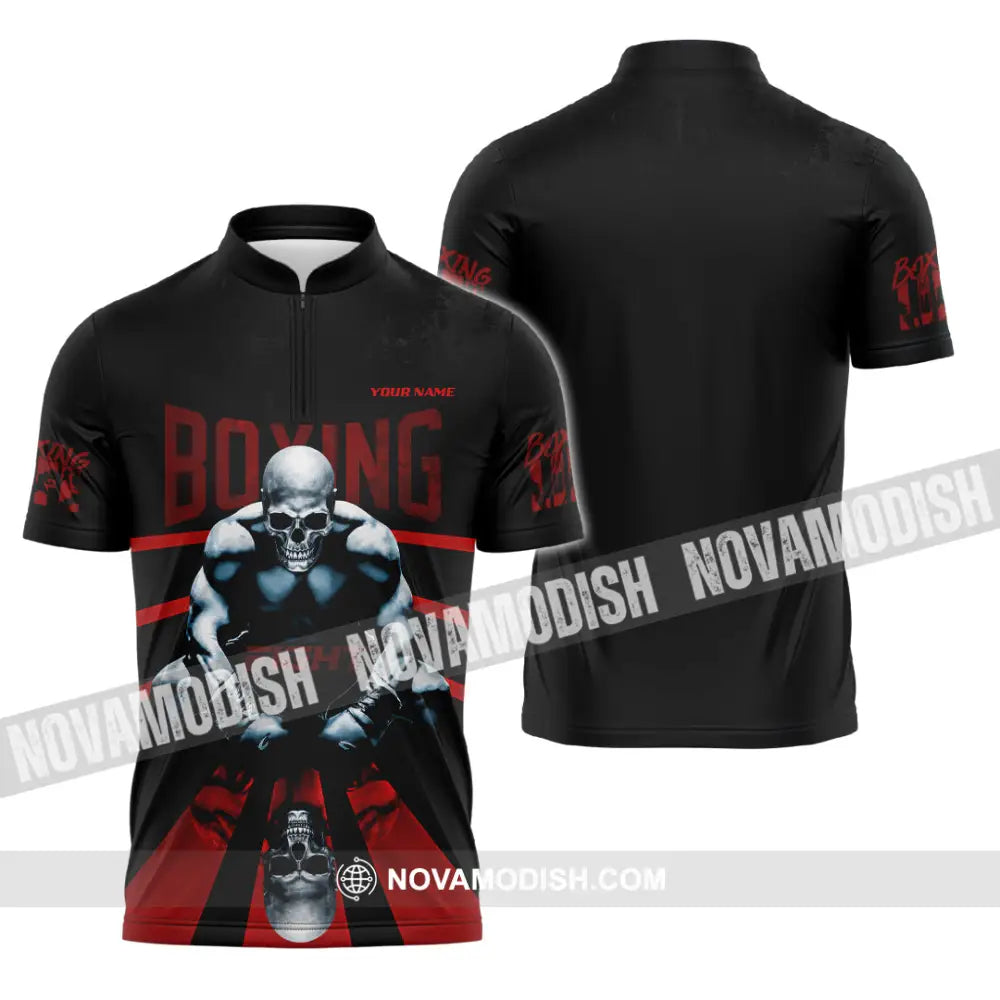 Unisex Shirt - Custom Boxing Shirt - Zipper Polo Shirt / S - T-shirt