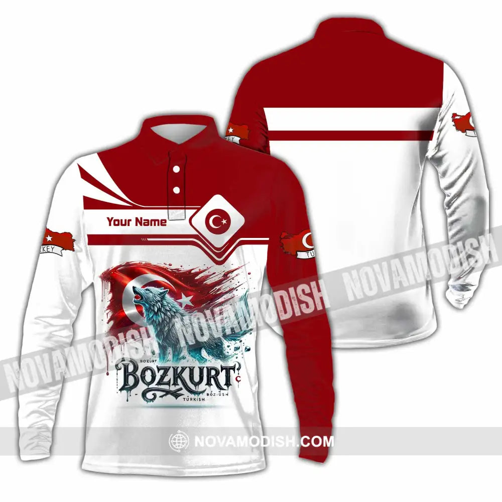 Unisex Shirt - Custom Bozkurt Shirt - Long Sleeve Polo / S - T-shirt