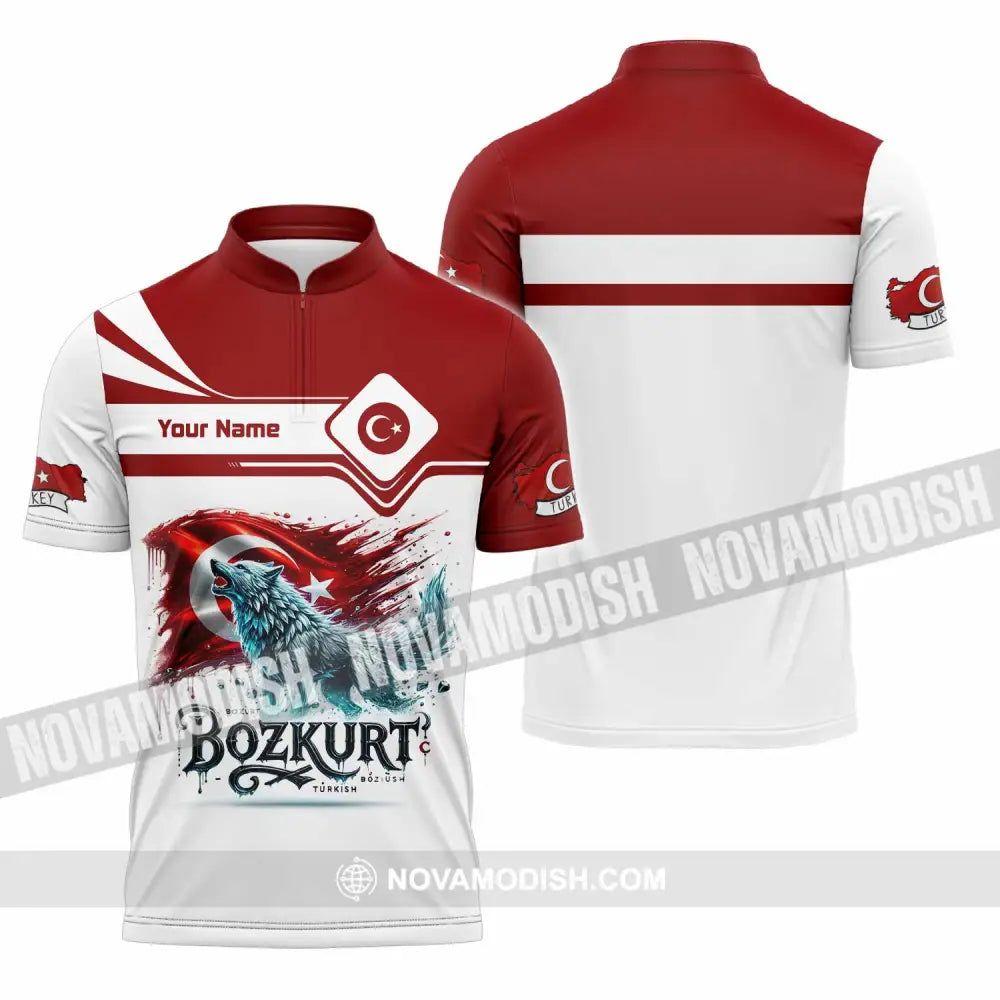 Unisex Shirt - Custom Bozkurt Shirt - Zipper Polo Shirt / S - T-shirt