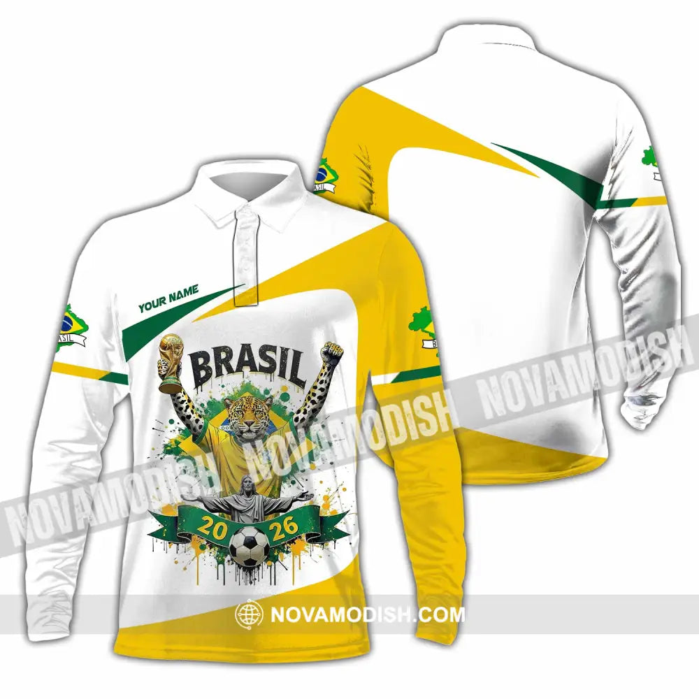 Unisex Shirt - Custom Brasil 3D Shirt Long Sleeve Polo / S T-shirt