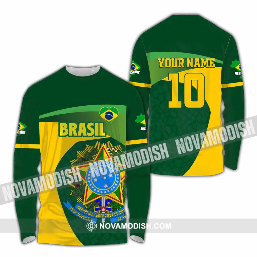 Unisex Shirt - Custom Brasil 3D Shirt Long Sleeve Shirt / S T-shirt