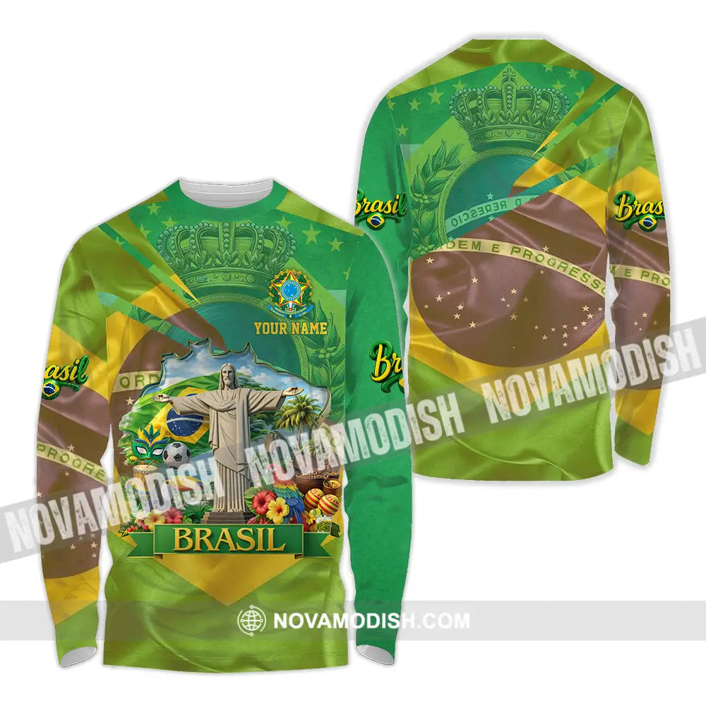 Unisex Shirt - Custom Brasil 3D Shirt Long Sleeve Shirt / S T-shirt