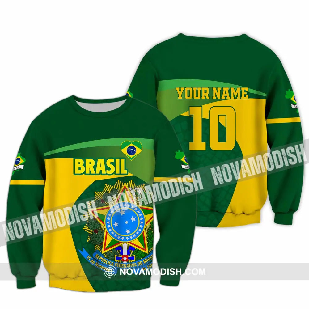 Unisex Shirt - Custom Brasil 3D Shirt Long Sleeve / S T-shirt