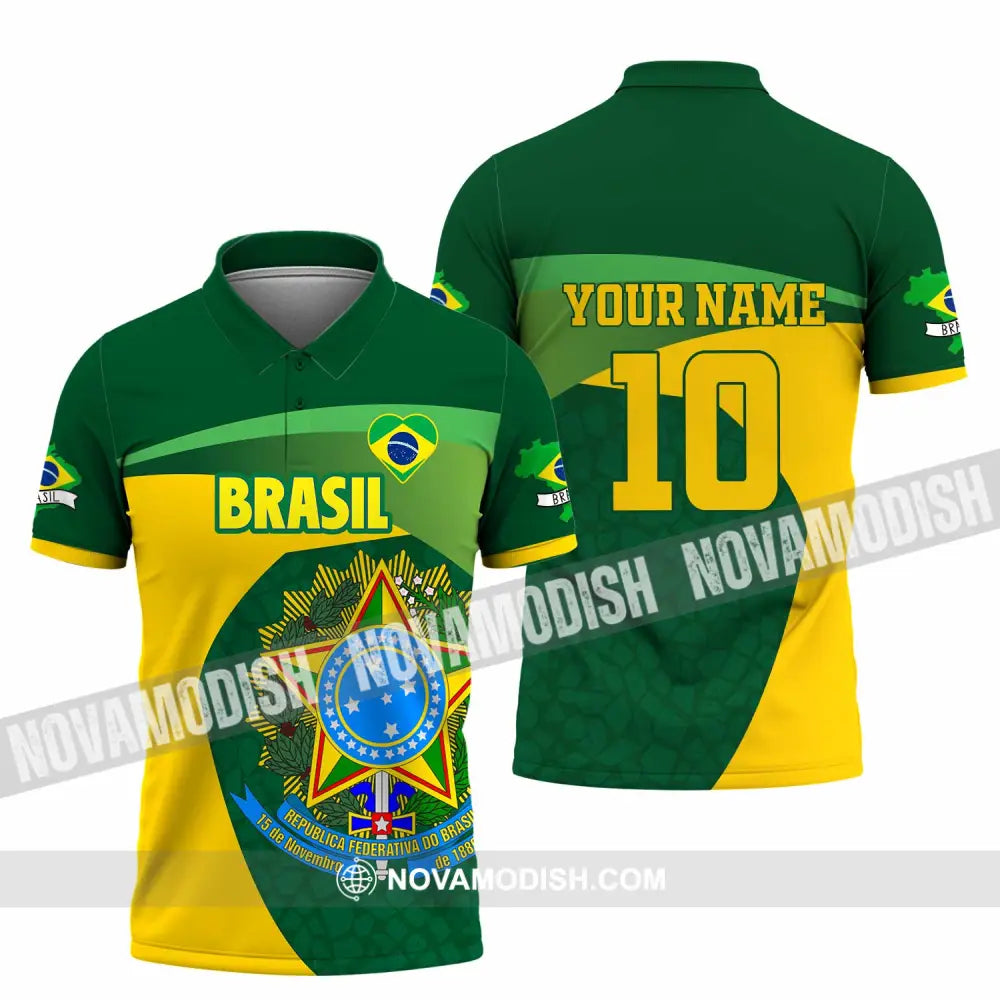 Unisex Shirt - Custom Brasil 3D Shirt Polo Shirt / S T-shirt