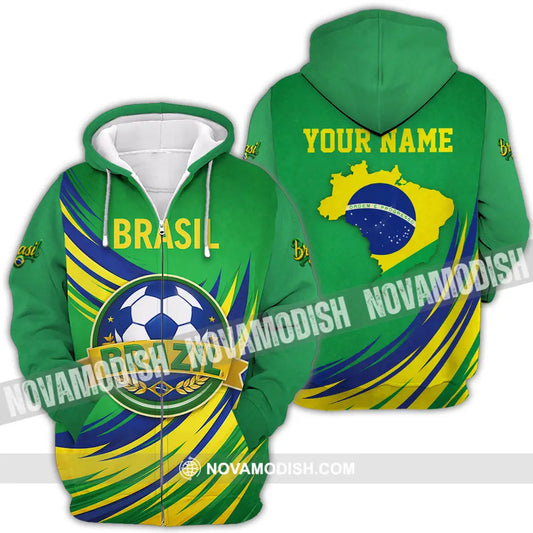 Unisex Shirt - Custom Brasil 3D Shirt Zipper Hoodie / S T-shirt